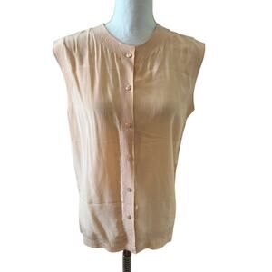 Public Silk Sleeveless Button Front Top Pale Peach